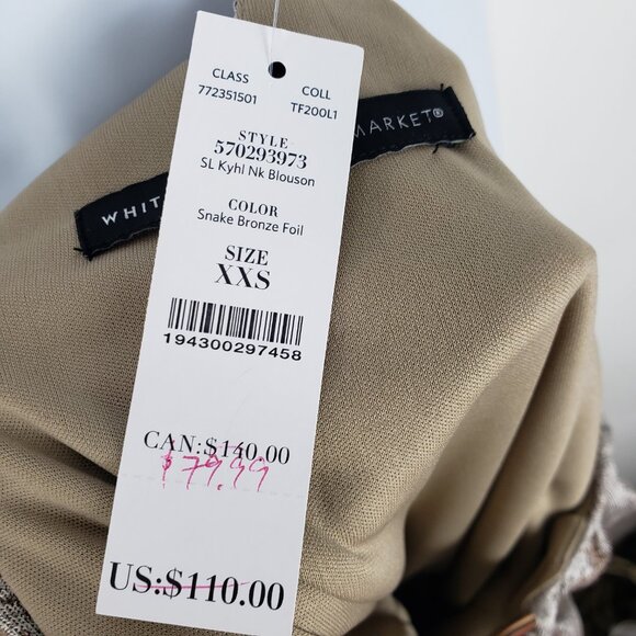 WHBM NWT Blouson Dress XXS Snake Print Bronze Foil Halter Kyhl Neck Sleeveless - Picture 6 of 8